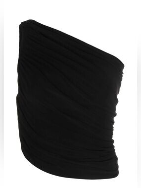 Norma Kamali Diana Top | Black One-Shoulder Ruched Top *LIKE NEW